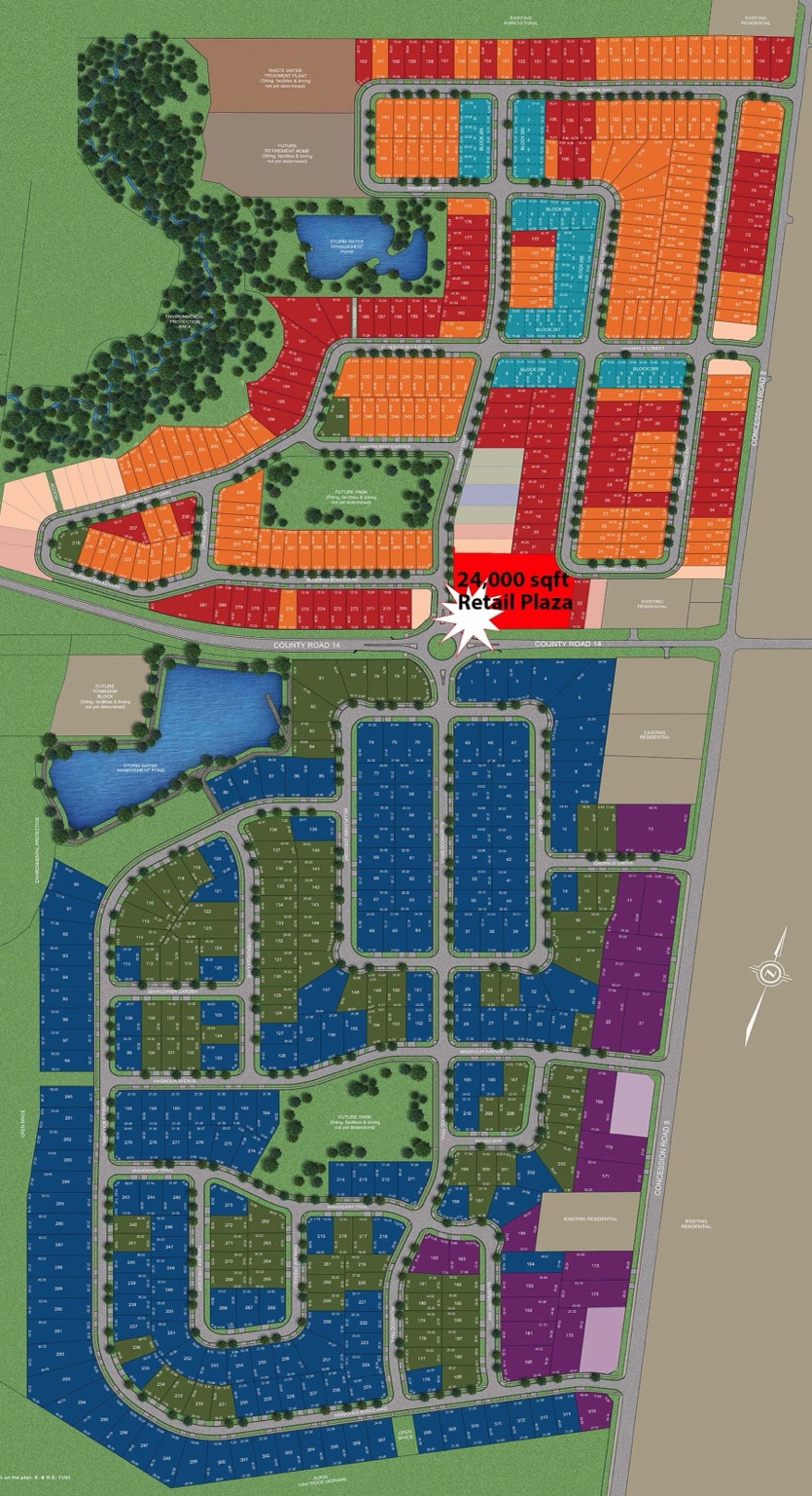Colgan Crossing community plan showing retail plaza location